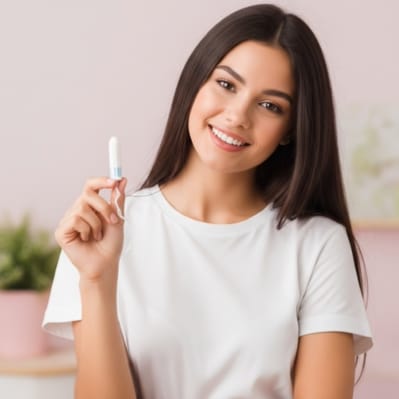 Mujer sosteniendo un tampón